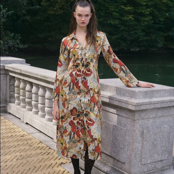 Zara Dresses Zara Satin Effect Print Dress Poshmark